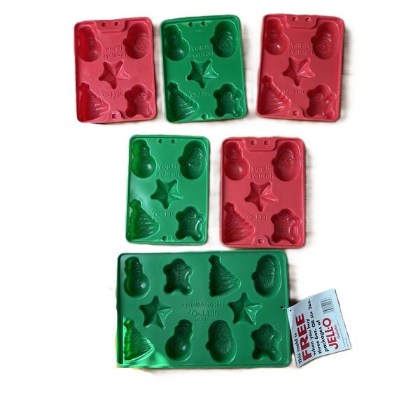 Jello Jigglers Mold Christmas Holiday Santa Gingerbread Tree Star Snowman LOT - Picture 1 of 6